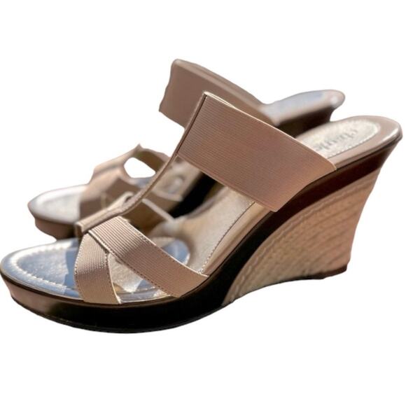 Charles by Charles David Treasury Wedge Sandals Tan Size 10 - Picture 2 of 9